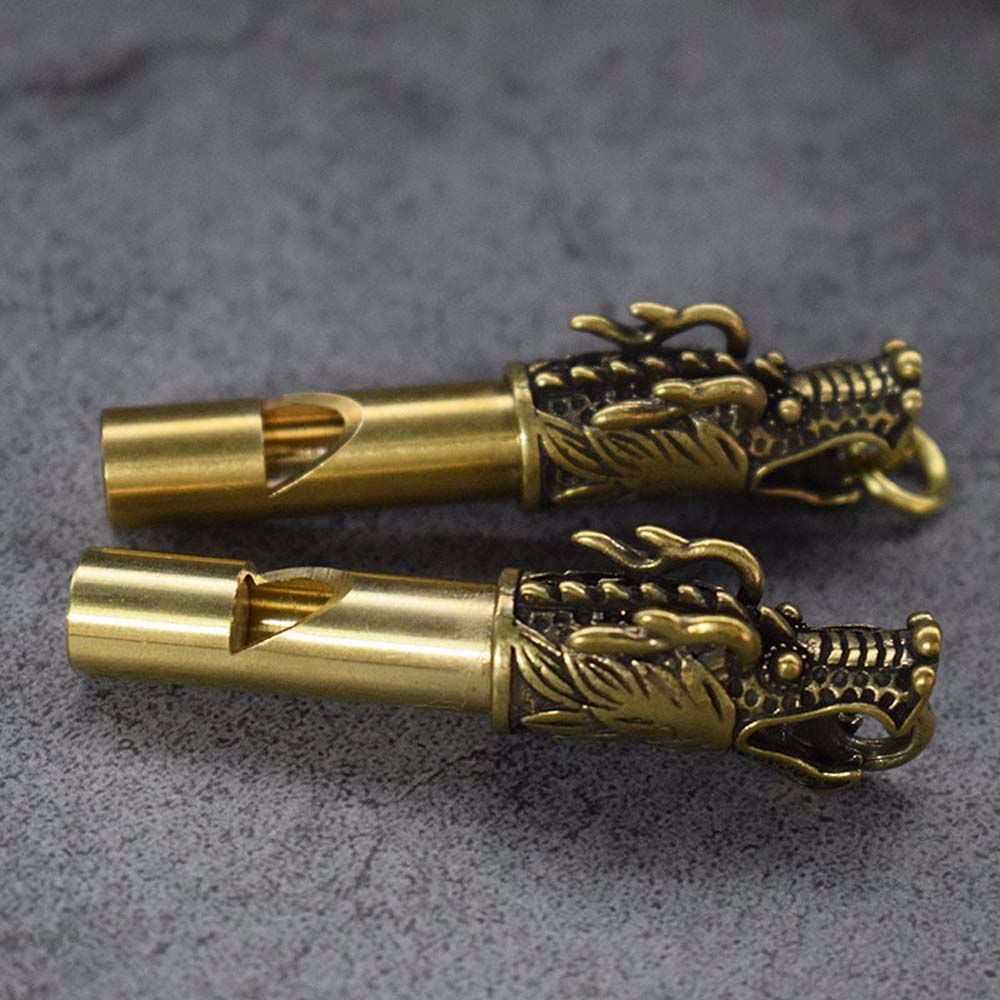 Handmade Brass Dragon Head Whistle Car Keys Chains Pendants Men Women Outdoor Survival Tools Whistles Necklaces Keychains Charm