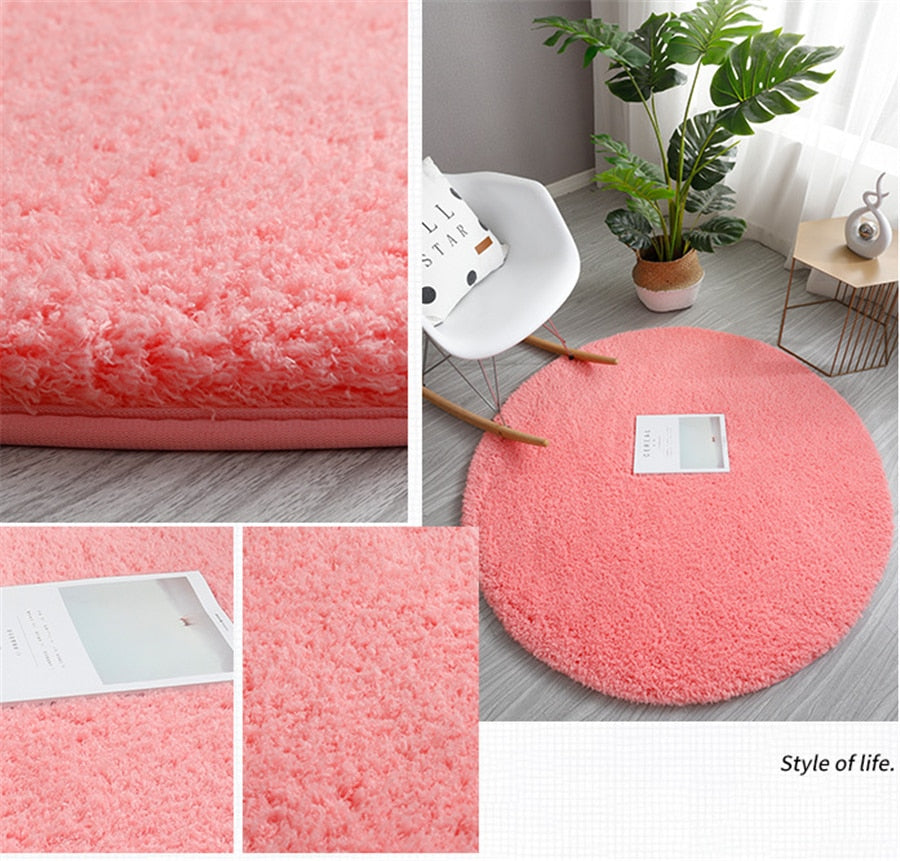 Nordic Fluffy Round Carpet Rugs for Bedroom Living Room Rectangle Large Size Plush Anti-slip Soft Carpet Children Rug 11 Colors