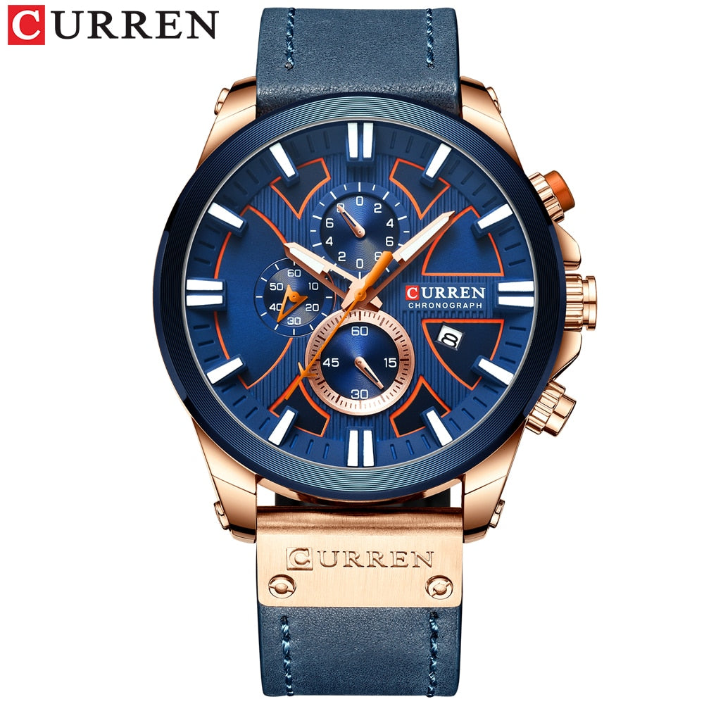 CURREN Men Watch Leather Brand Luxury Quartz Clock Fashion Chronograph Wristwatch Male Sport Military 8346 Relogio Masculino