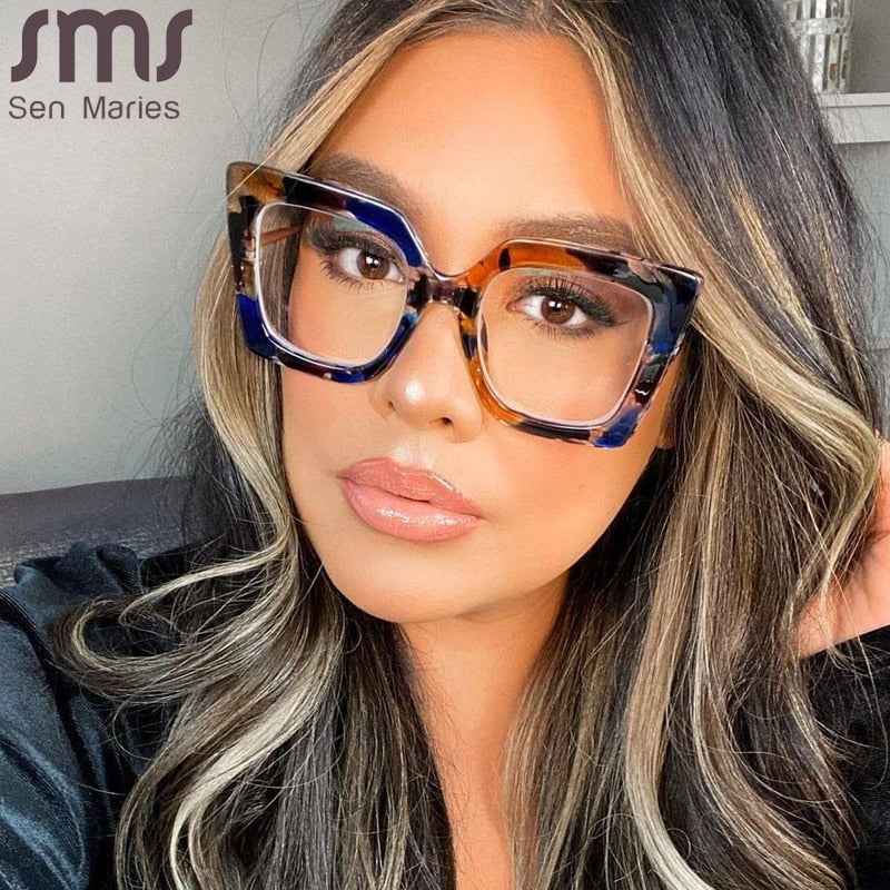 Vintage Glasses Women Men Square Clear Glasses Optical Eyeglasses Frame Transparent Lens Spectacle Frame NOT Anti Blue Light