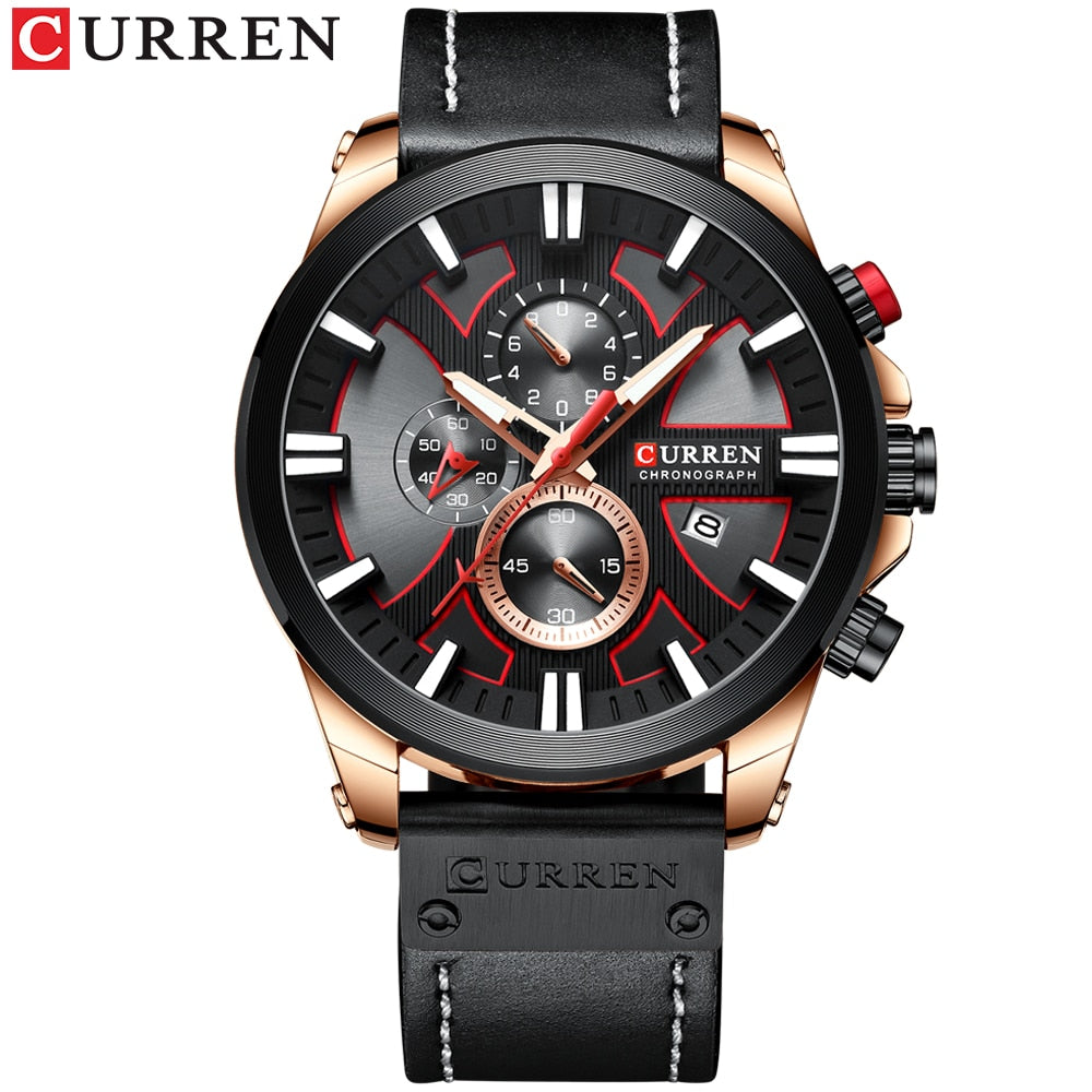 CURREN Men Watch Leather Brand Luxury Quartz Clock Fashion Chronograph Wristwatch Male Sport Military 8346 Relogio Masculino