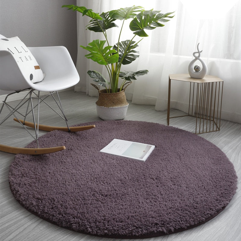 Nordic Fluffy Round Carpet Rugs for Bedroom Living Room Rectangle Large Size Plush Anti-slip Soft Carpet Children Rug 11 Colors