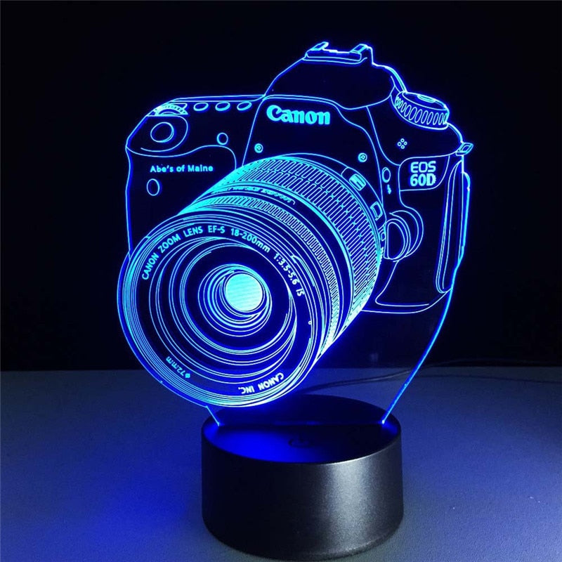 Novelty LED Night Light Camera 3D Lamp Kids Bedroom Nightlight 7 Colors Touch Table Lamp Bedside Decor Lighting Child Xmas Gift