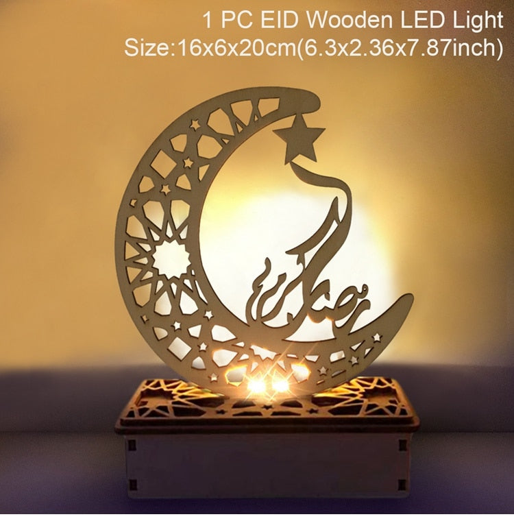 HUIRAN EID Wooden Candle Holder Eid Mubarak Ramadan Decoration For Home Ramadan Kareem Muslim Islamic Festival Party DIY Decor