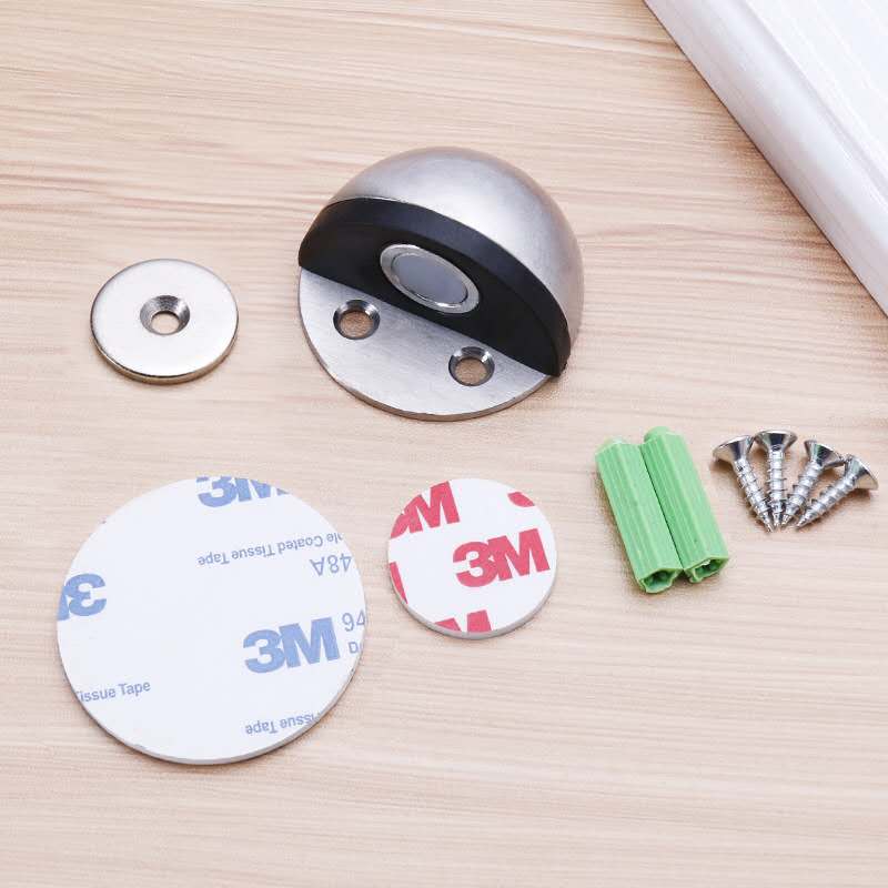 Stainless Steel  magnetic door stopper dual catch no punching door bumper  wedge wall Floor door stopper