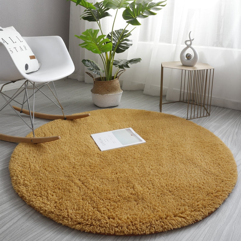 Nordic Fluffy Round Carpet Rugs for Bedroom Living Room Rectangle Large Size Plush Anti-slip Soft Carpet Children Rug 11 Colors