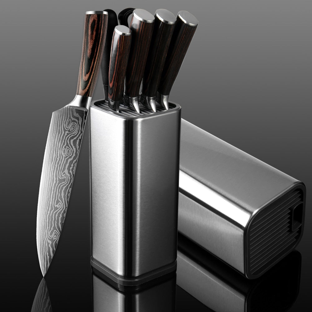 XITUO Kitchen Chef Set 4-8PCS set  Knife Stainless Steel Knife Holder Santoku Utility Cut Cleaver Bread Paring Knives Scissors