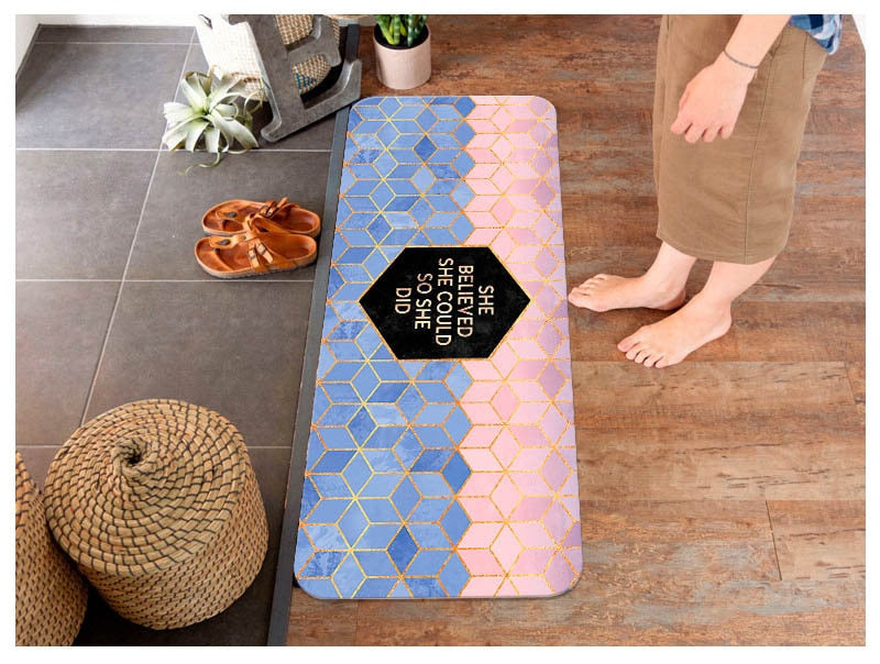 Waterproof Oilproof Kitchen Mat Antislip Bath Mat Soft Bedroom Floor Mat Living Room PVC Leather Carpet Doormat Kitchen Rug