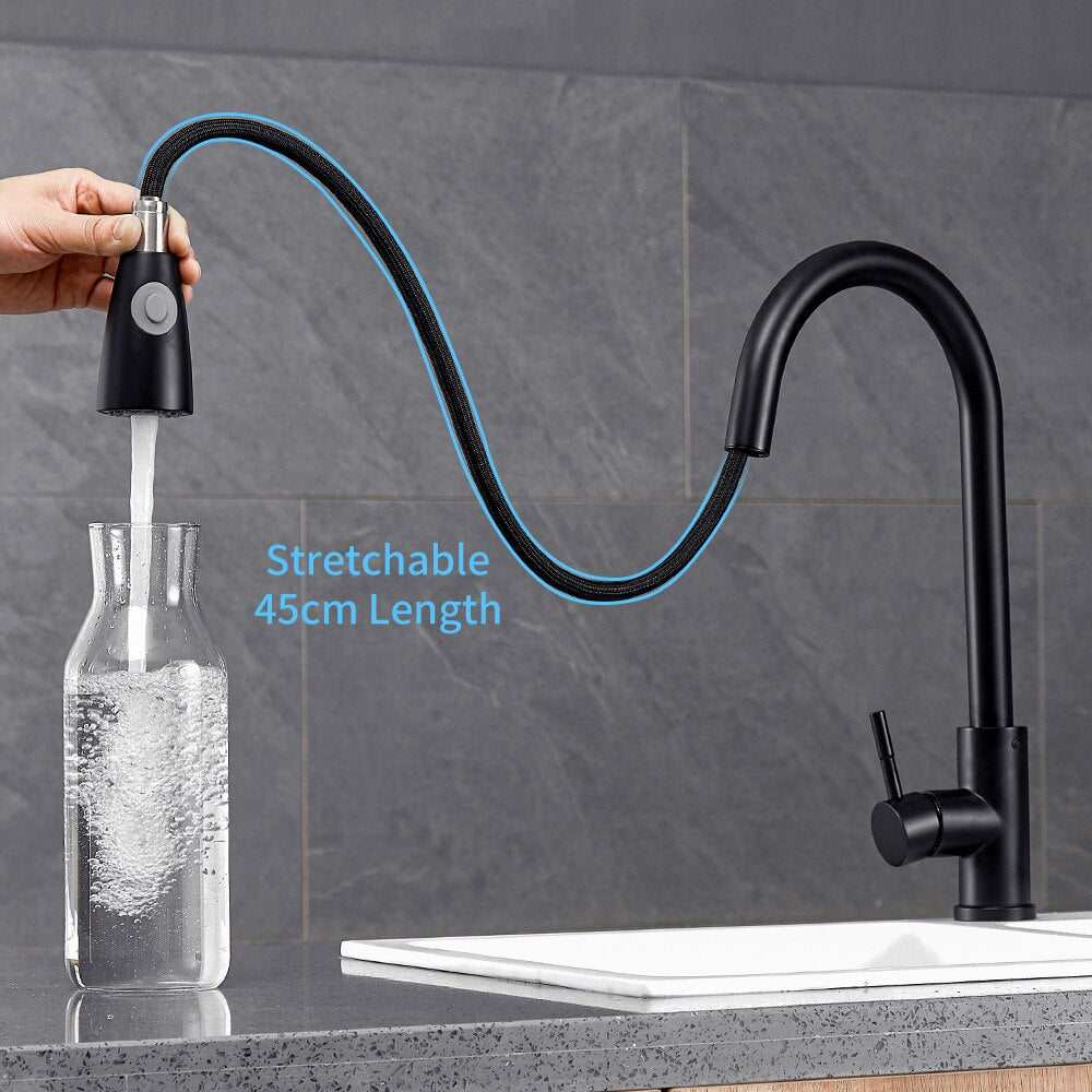 Kitchen Faucets Silver Single Handle Pull Out Kitchen Tap Single Hole Handle Swivel 360 Degree Water Mixer Tap Mixer Tap 408906