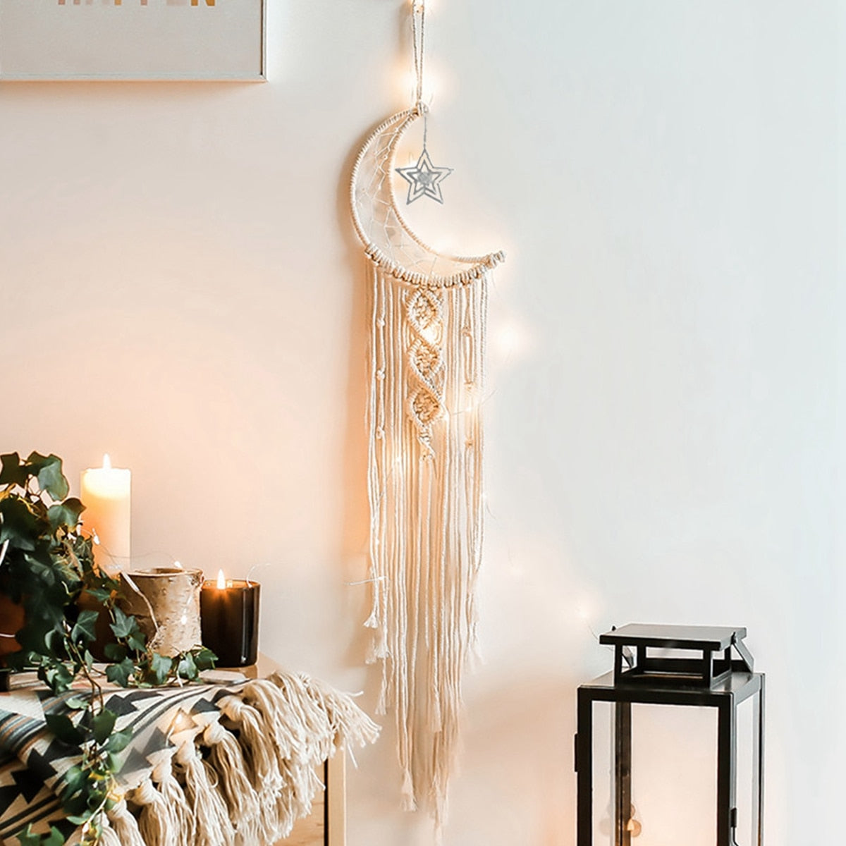 Macrame Dream Catcher Nordic Moon Star Hanging Wall Tapestry Ramadan Decoration for Home Eid Mubrack Room Decor Boho Kid Nursery