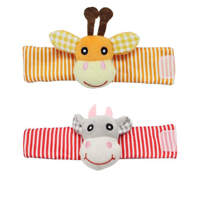 Infant Socks Wrist Rattle Toys Baby Toys 0-12 Months Newborn Cartoon Animal Plush Socks Wrist Strap Rattle For Baby Girl Boy Hot