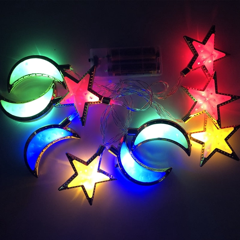 Ramadan Decoration Plastic Lantern Led String Lights Ramadan Kareem Decor Eid Mubarak Gift Al-Fitr Eid Festival Party Supplies