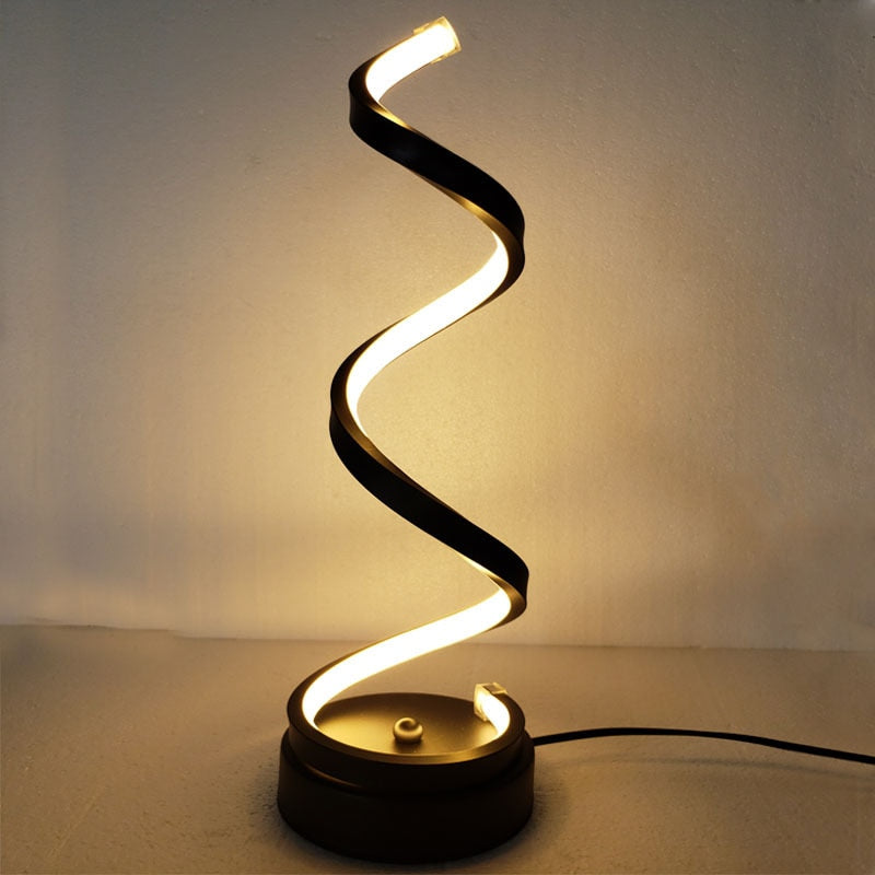 LED Spiral Table Lamp Home Living Room Bedroom Decoration Lighting Bedside Light