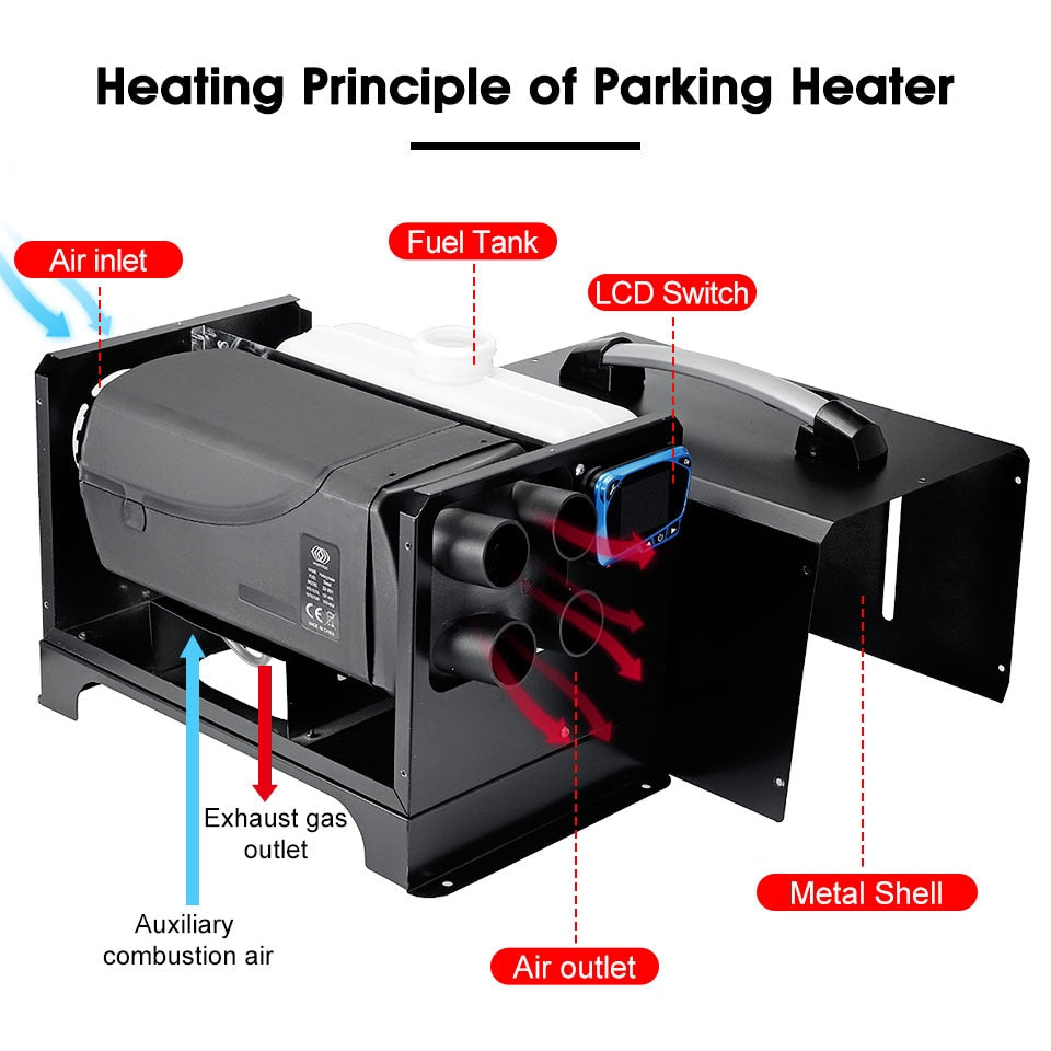 Warmtoo All In One Mini Diesel Air Heater 8KW 12V One Hole Car Heater For Trucks Motor-Homes LCD /Button Remote New Arrival