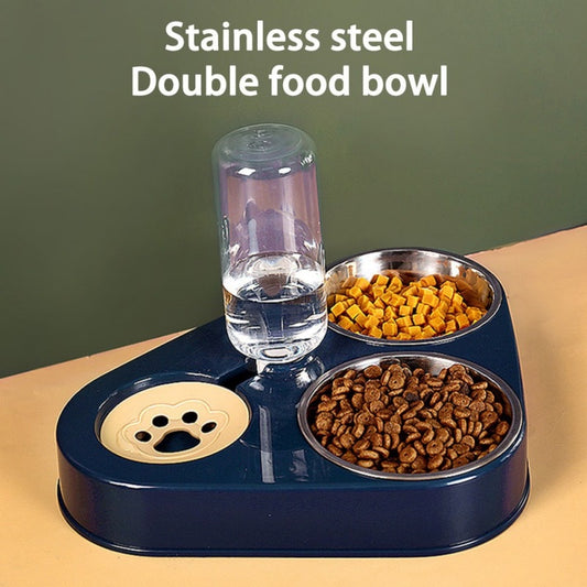 500ML Dog Bowl Cat Feeder Bowl With Dog Water Bottle Automatic Drinking Pet Bowl Cat Food Bowl Pet Stainless Steel Double 3 Bowl