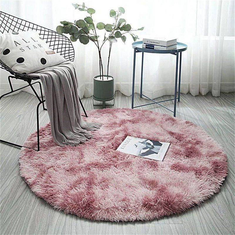 Fluffy Carpet for Living Room Soft Kid Room Round Mat Carpet Anti-slip Floor Mat Home Decor Plush Thick Tie Dyeing Rug Carpet