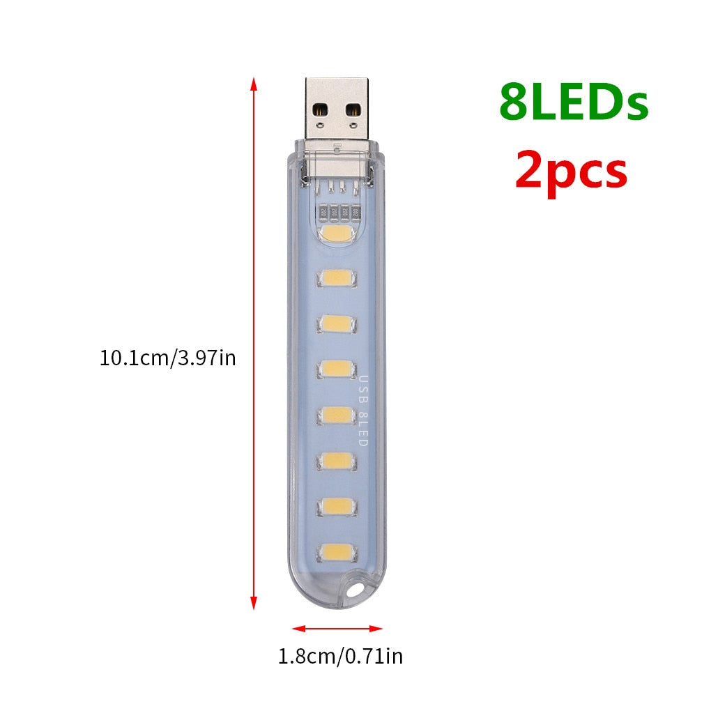 Mini Portable USB LED Book Light DC5V Ultra Bright Reading Book Lamp 3leds 8leds Lights For Power Bank PC Laptop Notebook