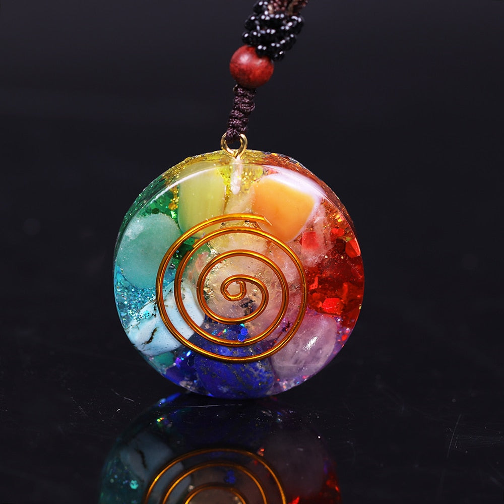 7 Chakra Reiki Necklace For Women Chakra Orgonite Energy Pendant Energy Balance Converter Yoga Healing Jewelry