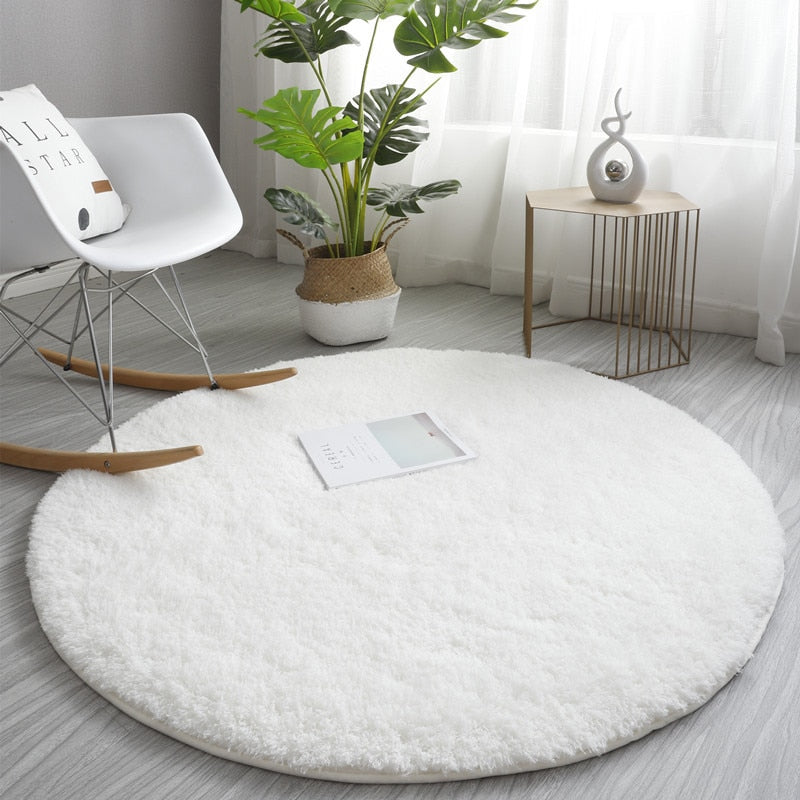 Nordic Fluffy Round Carpet Rugs for Bedroom Living Room Rectangle Large Size Plush Anti-slip Soft Carpet Children Rug 11 Colors