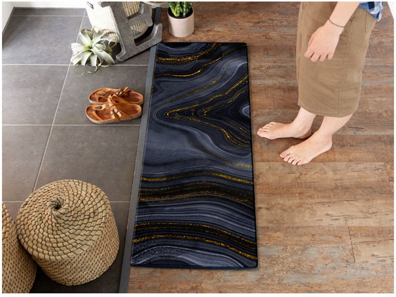 Waterproof Oilproof Kitchen Mat Antislip Bath Mat Soft Bedroom Floor Mat Living Room PVC Leather Carpet Doormat Kitchen Rug