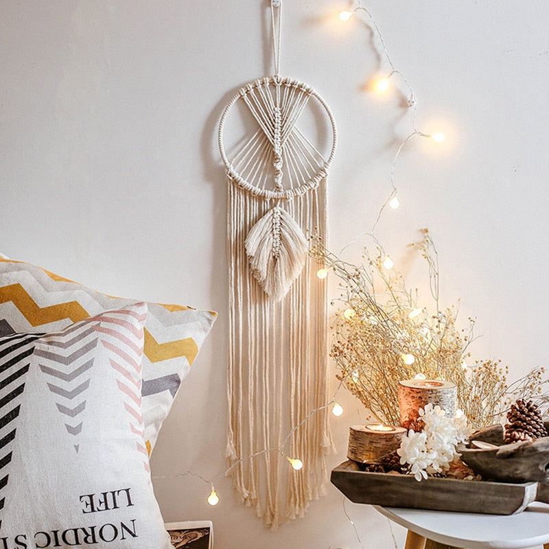 Macrame Dream Catcher Nordic Moon Star Hanging Wall Tapestry Ramadan Decoration for Home Eid Mubrack Room Decor Boho Kid Nursery