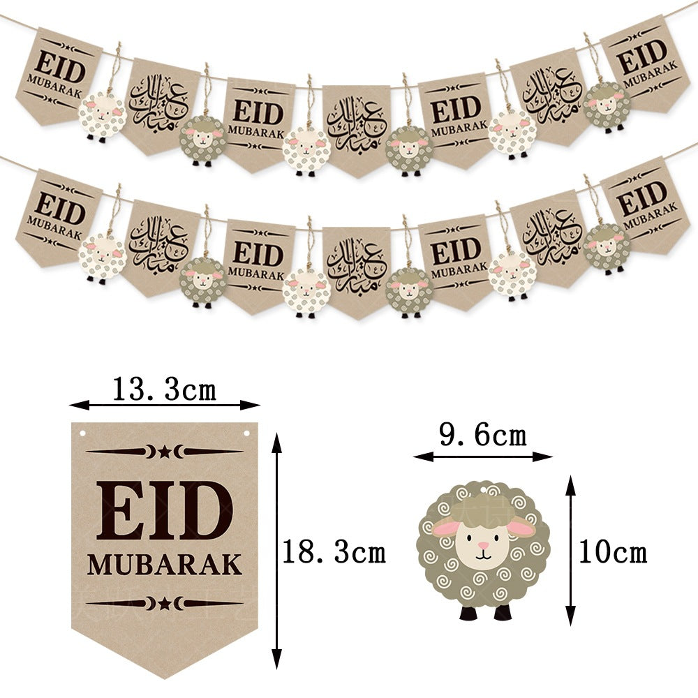 Amazon's New Moon Festival Lent Festival Party Decoration Arrangement Pull Flag Kraft Paper Banner Small Sheep Charm Tag