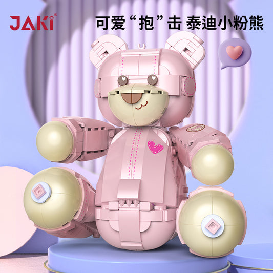 Jiaqi jk8133 Teddy Little Pink Bear Chaoxiang Creation Series Children and Girls Building Blocks Assembling Toys Gift Ornament