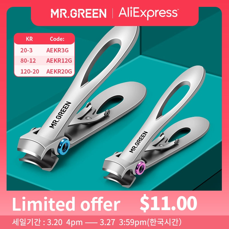 MR.GREEN Nail Clippers Stainless Steel Two Sizes Are Available Manicure Fingernail Cutter Thick Hard Toenail Scissors tools