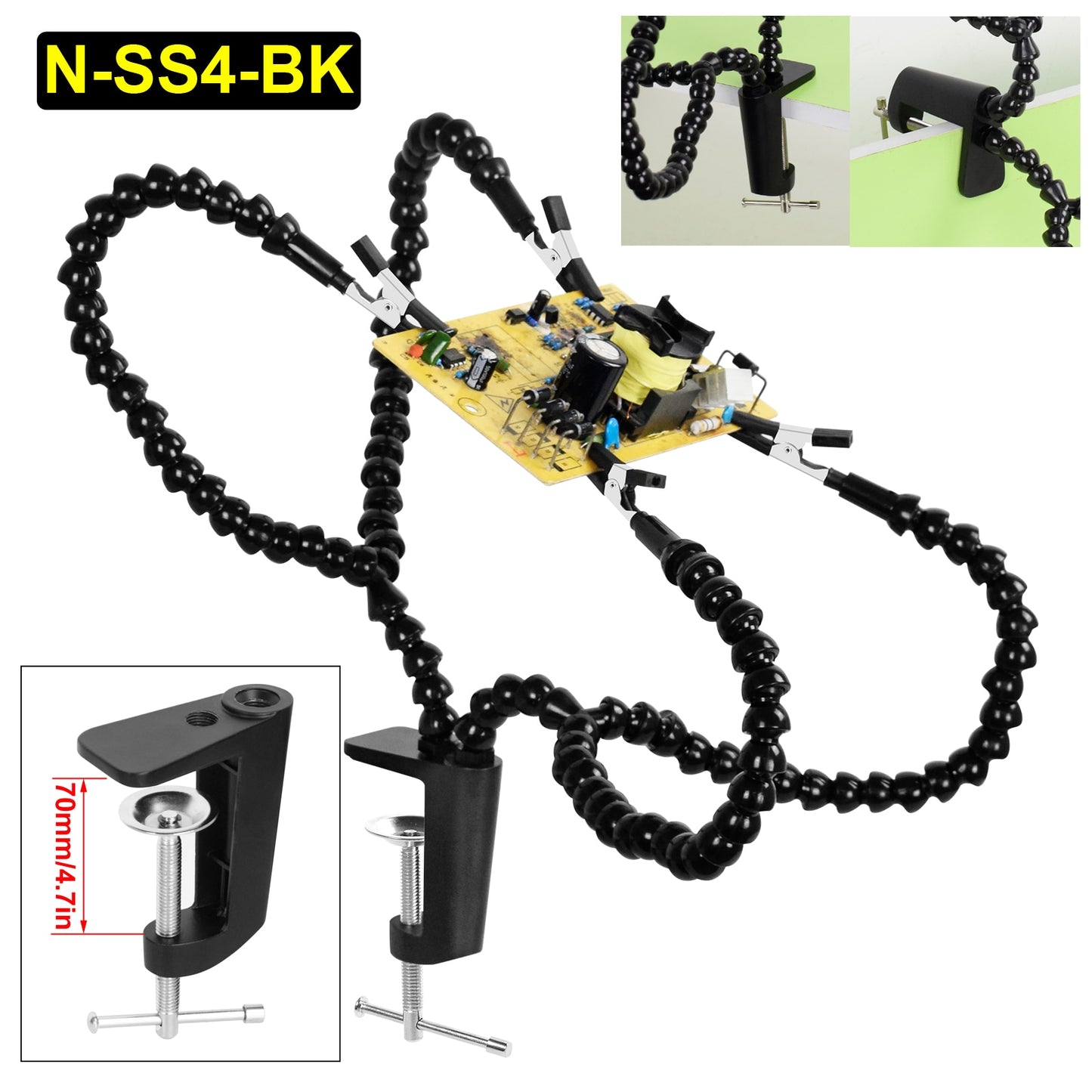 NEWACALOX Welding Repair Workbench with 3X USB LED Magnifier PCB Holder Soldering Tool Third Helping Hand  6Pcs Flexible Arms