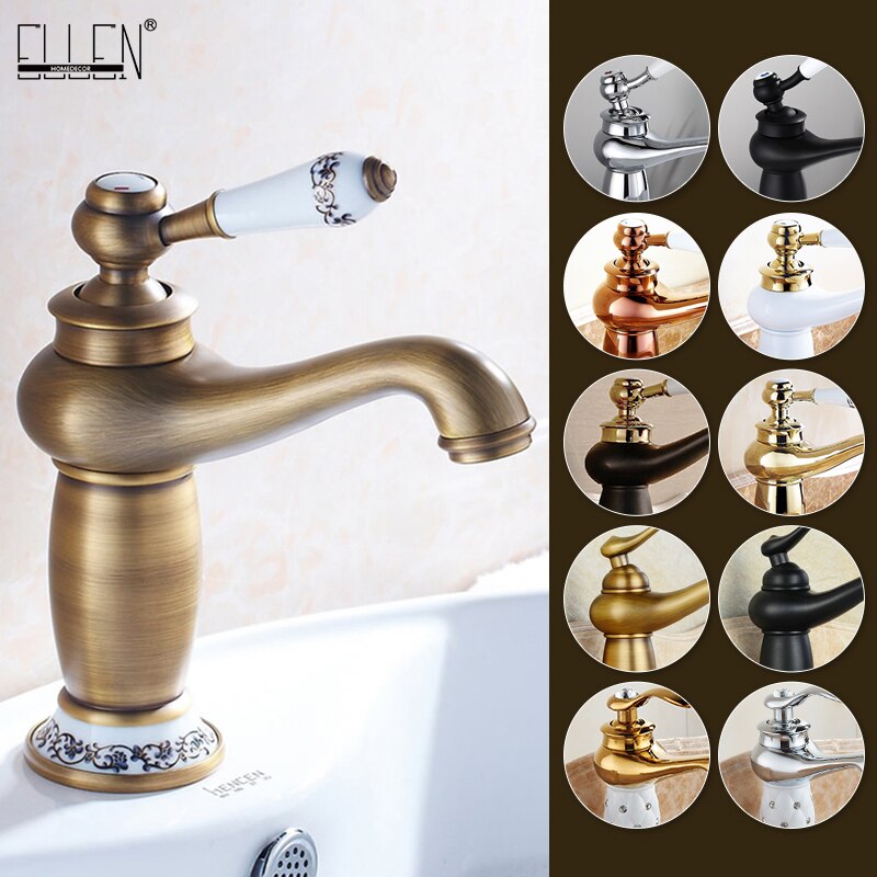 Bathroom Faucet Antique Bronze Finish Brass Basin Sink Solid Brass Faucets Single Handle Water Mixer Taps Bath Crane  ELFCT001