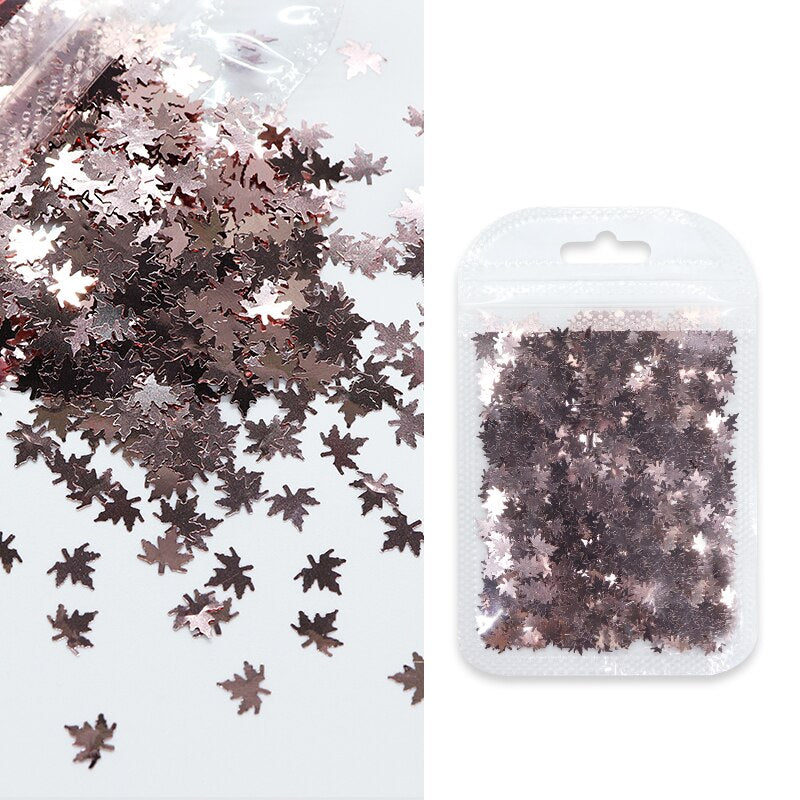 Holographic Maple Leaves Nail Glitter Sequins Laser Butterfly Letter Flakes DIY Autumn Nail Art Decoration Accessories and Tool