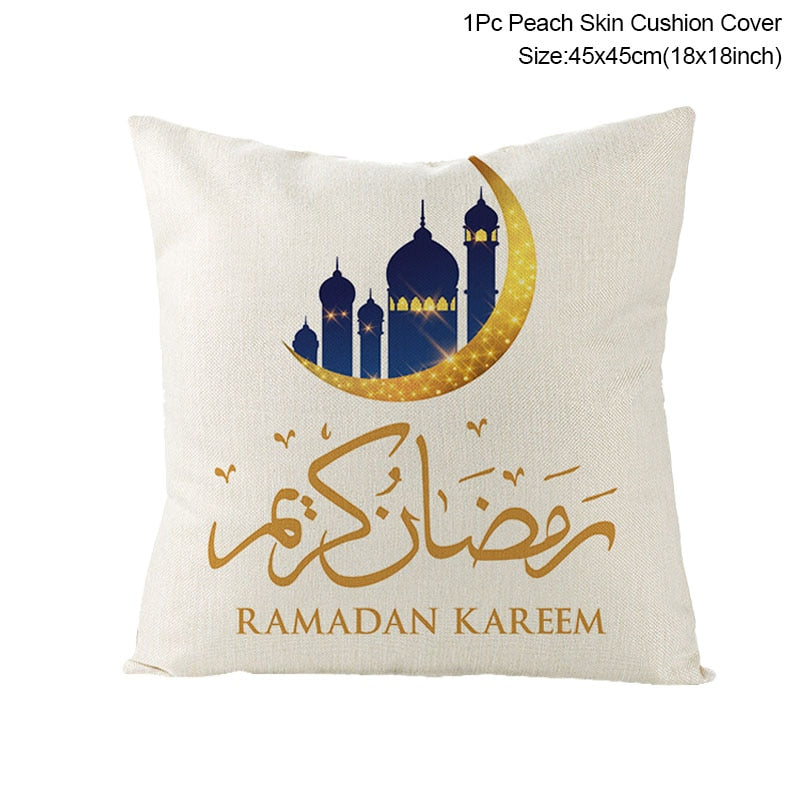 2023 Eid Mubarak Pillowcase Decor for Home Sofa Cushion Cover Islamic Ramadan Kareem Decoration Mosque Muslim Pillow Cover Gifts