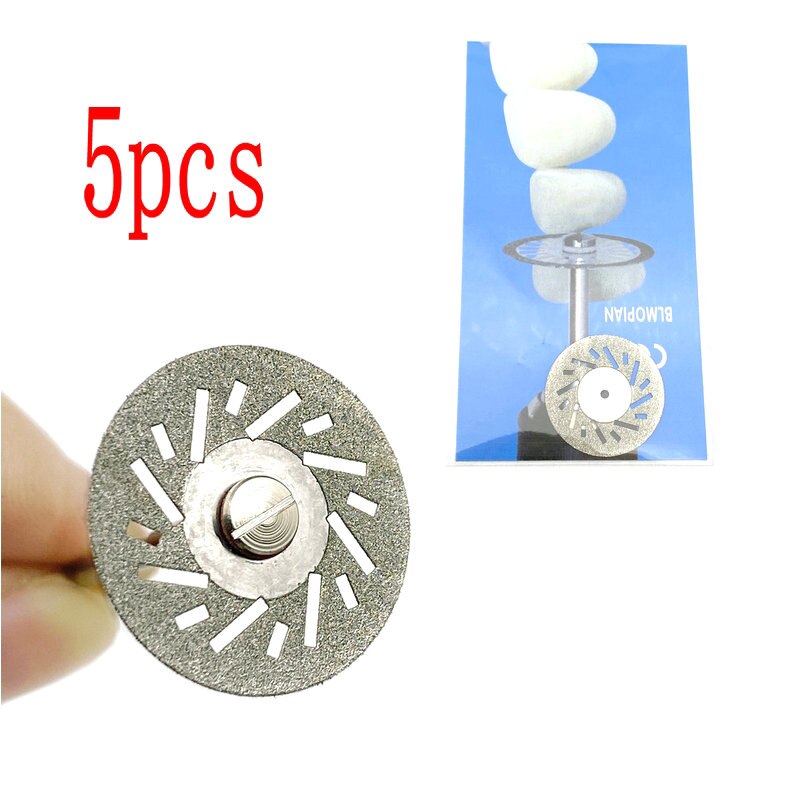 5pc/set Dental Ultra-thin Double Sided Sand Porcelain Diamond Cutting Disc Mandrel Diamond Disc  Dentistry Polishing Tools