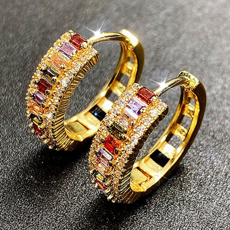 Ins New Fashion Colorful Exquisite Zircon Earrings 14k Plated Gold Plated Minimalist Romantic Luxury Earring Accessories Pendant