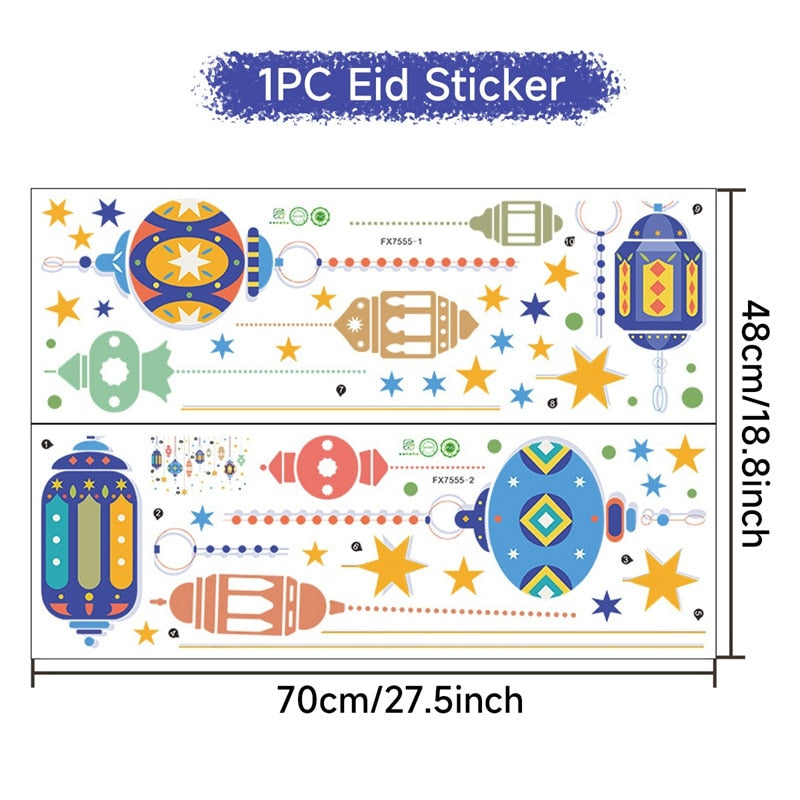 Eid Mubarak Decor Window Sticker Kareem Ramadan Decoration For Home Islamic Muslim Party Decor Mubarak Ramadan Wall Sticker Gift