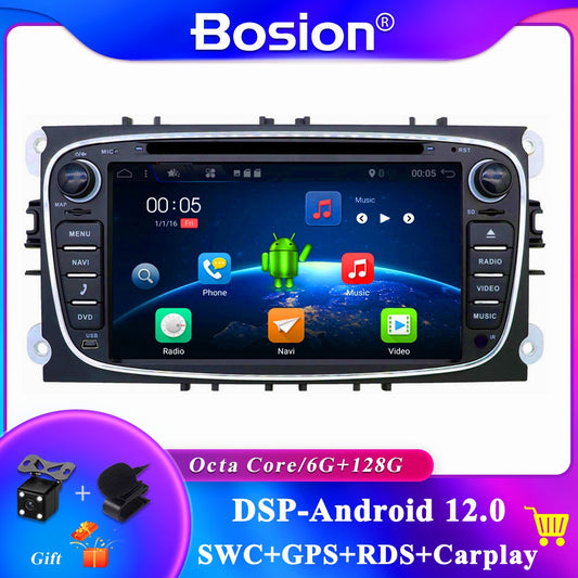 2 Din Android 12 Car DVD Multimedia Player GPS Navi For Ford Focus 2 Mondeo Galaxy S-Max Wifi Car Radio Stereo DSP Carplay 4+64G