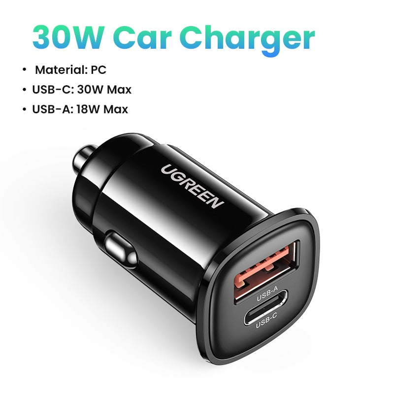 Ugreen Mini USB Car Charger For Mobile Phone Tablet GPS 4.8A Fast Charger Car-Charger Dual USB Car Phone Charger Adapter in Car