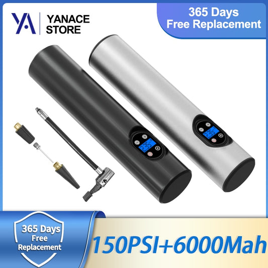 Yanace Compressor for Cars 150PSI Air Pump with Battery Portable Car Tyre Inflator for Car Motorcycle and Bicycle Tires Electric