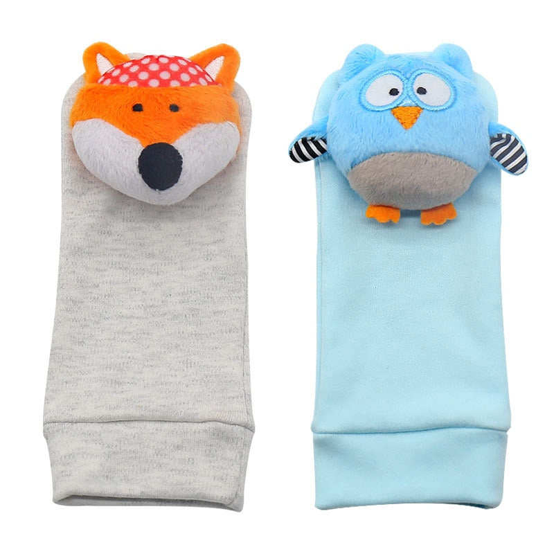 Infant Socks Wrist Rattle Toys Baby Toys 0-12 Months Newborn Cartoon Animal Plush Socks Wrist Strap Rattle For Baby Girl Boy Hot