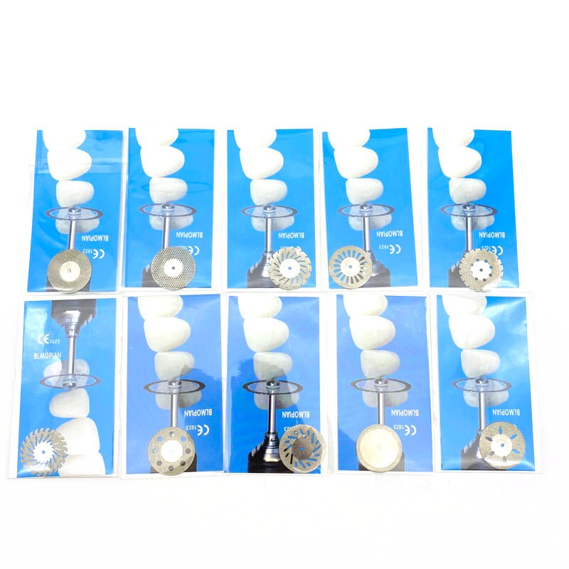 5pc/set Dental Ultra-thin Double Sided Sand Porcelain Diamond Cutting Disc Mandrel Diamond Disc  Dentistry Polishing Tools