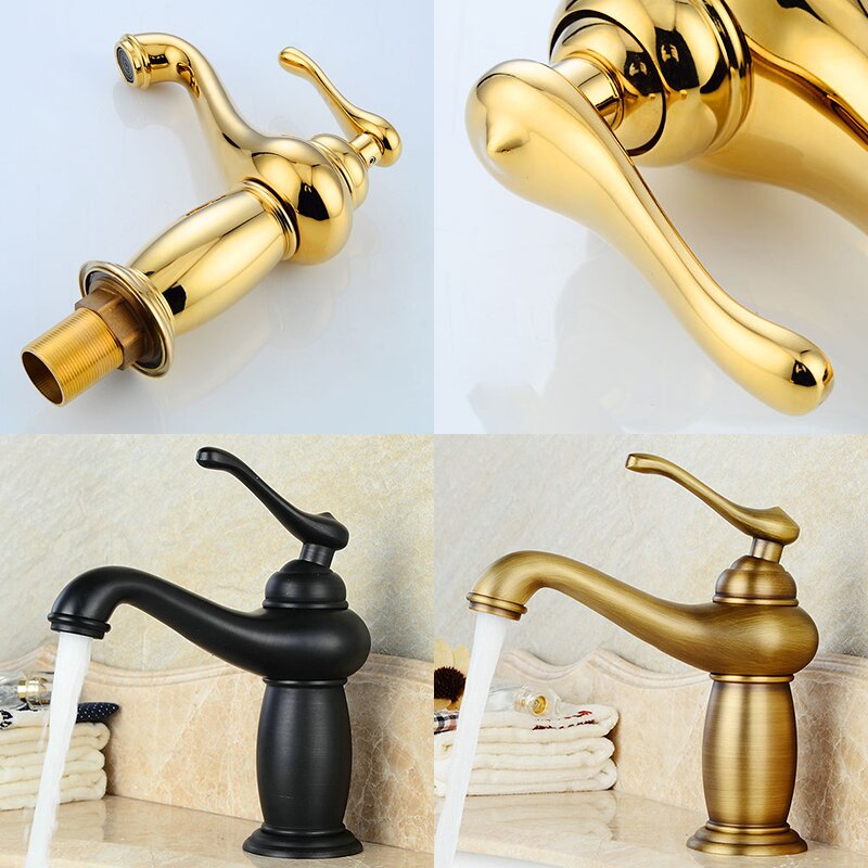 Bathroom Faucet Antique Bronze Finish Brass Basin Sink Solid Brass Faucets Single Handle Water Mixer Taps Bath Crane  ELFCT001