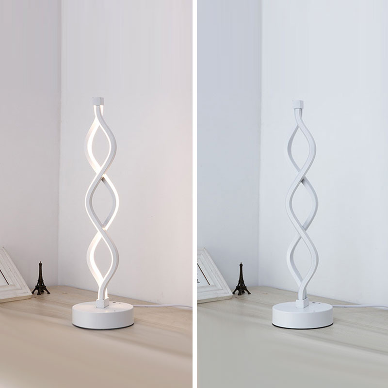 Simple Line Style LED Light Bar Table Lamp Reading Lighting Bedroom Decorative Arc Table Lamp Spiral Aluminum Art Table Lamp