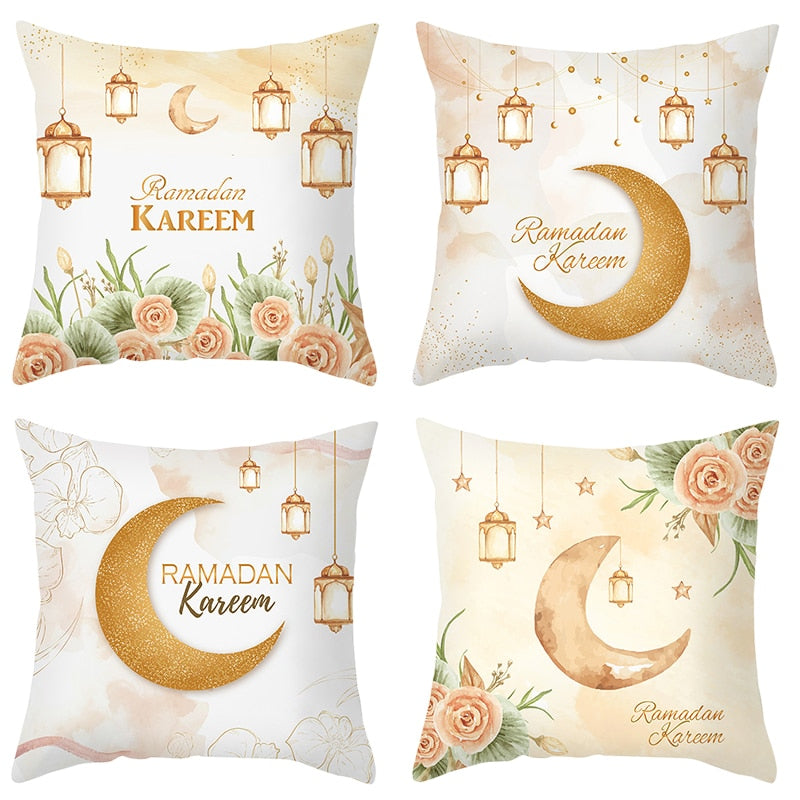 2023 Eid Mubarak Pillowcase Decor for Home Sofa Cushion Cover Islamic Ramadan Kareem Decoration Mosque Muslim Pillow Cover Gifts