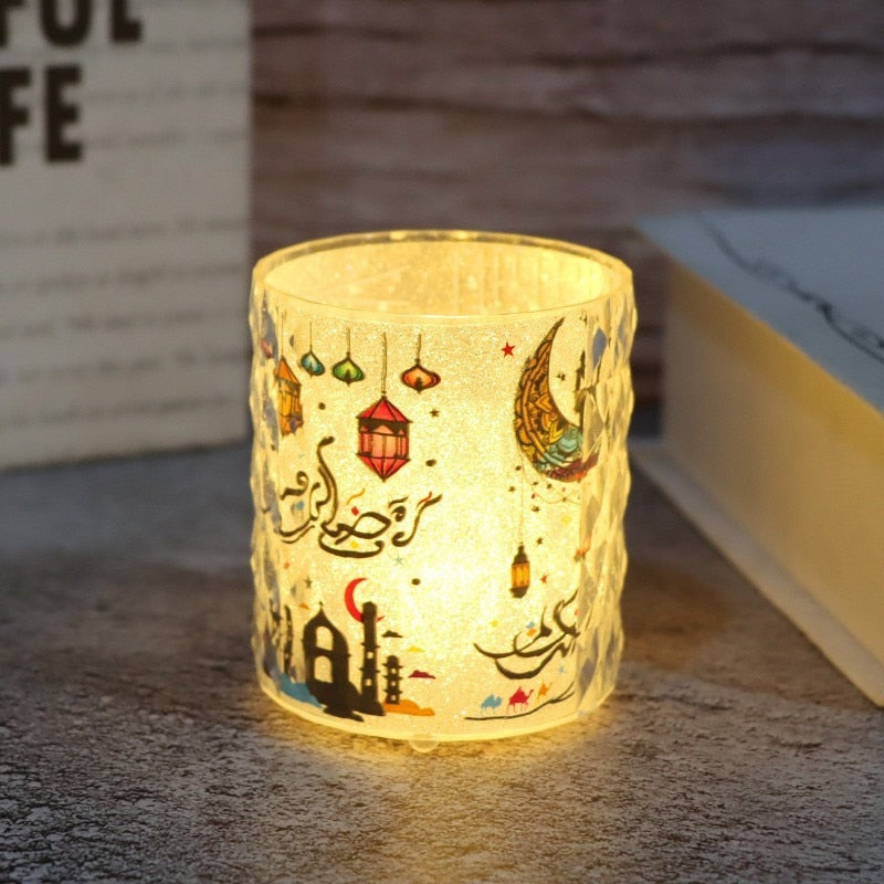 2023 Eid Mubarak Led Candle Lights Ramadan Ornament Lamp Home Party For Home Islamic Muslim Party Night Light Decor Kareem Gift