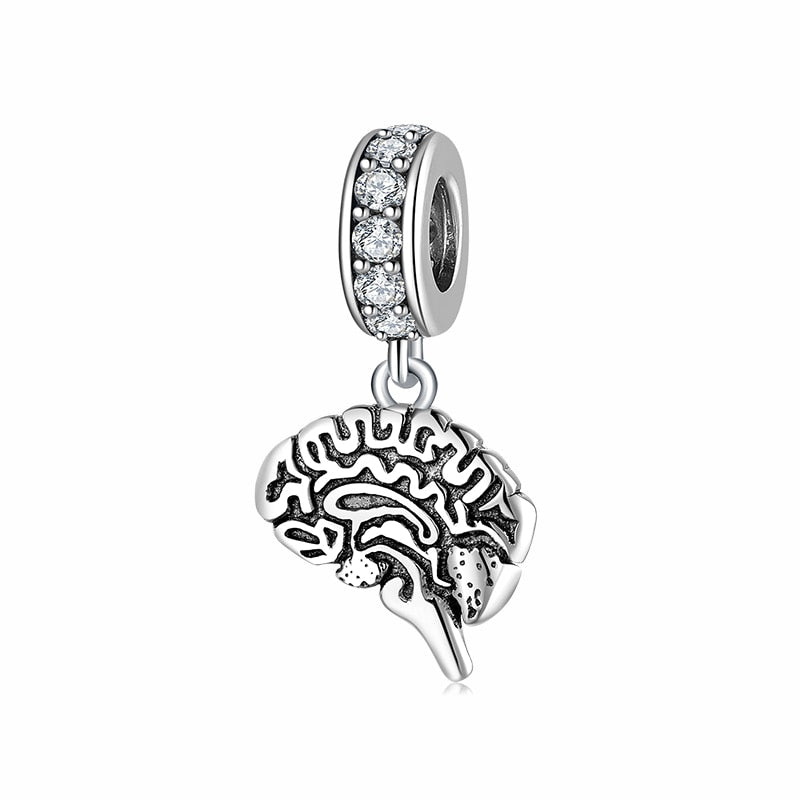 925 Sterling Silver Nurse Hat Heart Brain Lungs Ribs Pendants Beads Fit Charm Silver 925 Original Bracelet Fine Jewelry Making