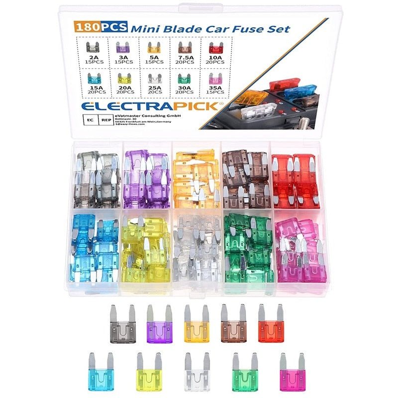 120Pcs Profile S/M Size Blade Car Fuse Assortment Set for Auto Car Truck  5/10/15/20/25/30A Fuse with Plastic Box