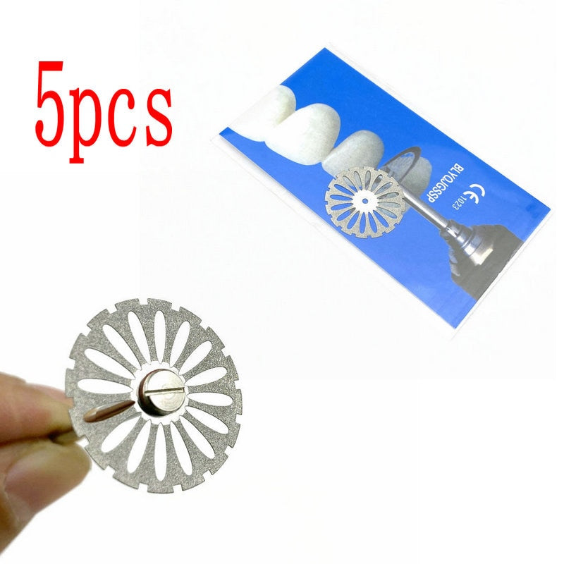 5pc/set Dental Ultra-thin Double Sided Sand Porcelain Diamond Cutting Disc Mandrel Diamond Disc  Dentistry Polishing Tools