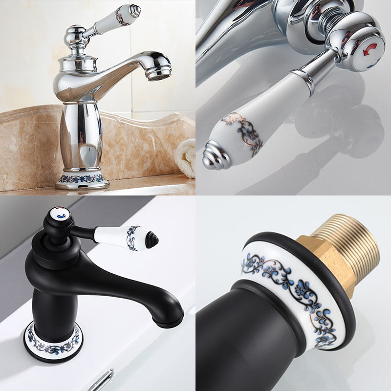 Bathroom Faucet Antique Bronze Finish Brass Basin Sink Solid Brass Faucets Single Handle Water Mixer Taps Bath Crane  ELFCT001