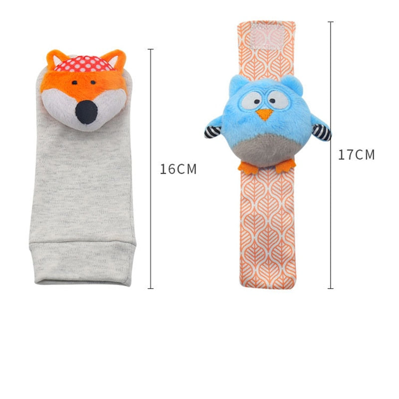 Infant Socks Wrist Rattle Toys Baby Toys 0-12 Months Newborn Cartoon Animal Plush Socks Wrist Strap Rattle For Baby Girl Boy Hot