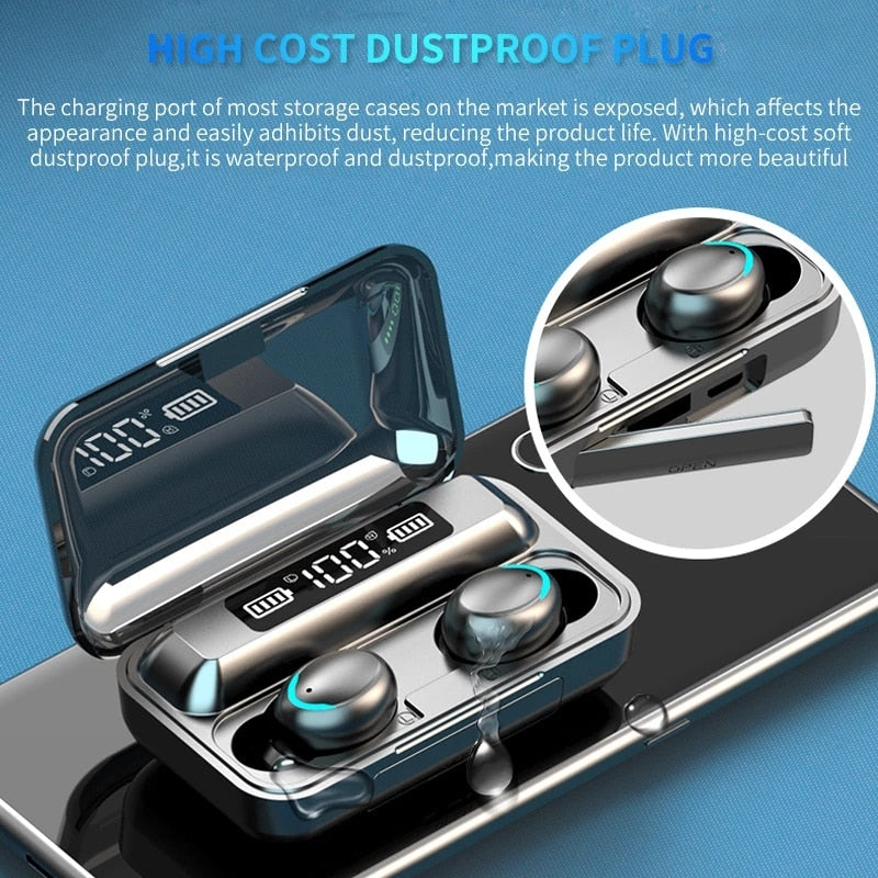 TWS Bluetooth Earphones 2200mAh Charging Box Wireless Headphone Fone Stereo Wireless Headset with Mic Sports Waterproof Earbuds